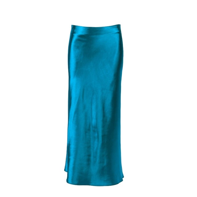 Women's Office Fashion Designer Satin Skirts (Midi)-Women's Fashion Designer Skirts-Women's fashion designer clothes-Dark blue-S-International Women&#39;s Clothing - Women&#39;s Fashion Designer Plus Size Clothes