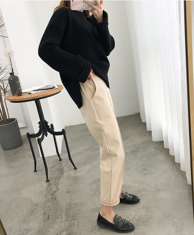Fashion (Navy Blue)2023 New Retro Straight Wide Leg Brown Pants Vintage  Female Korean High Waist Casual Long Navy Blue Pants White Beige Trousers  DOU @ Best Price Online | Jumia Egypt