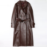 Women's PU Leather Trench Coat Fashion Designer Jackets (Plus Size)
