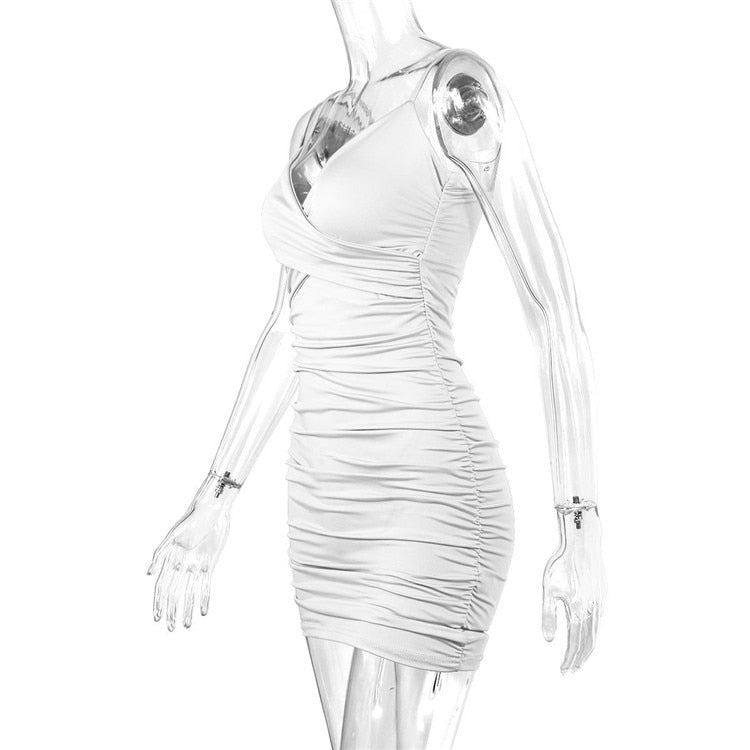 Women's Ruched Fashion Designer V Neck Ruffled Dresses (Short)