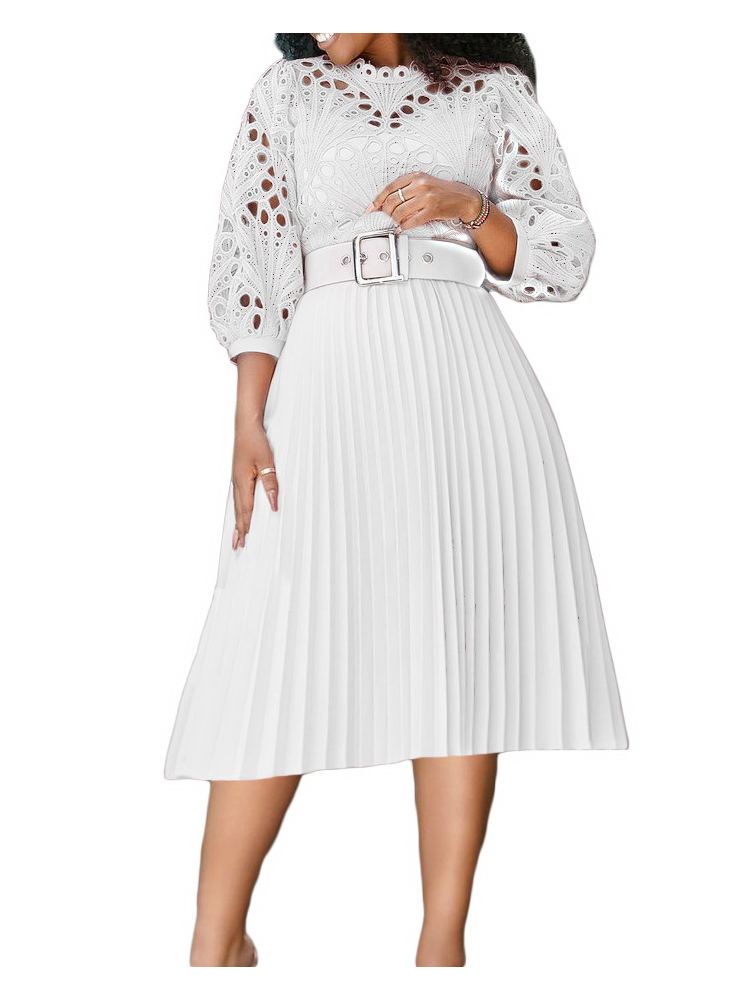 Women's Ruched Waistband Fashion Designer A-line Midi Dresses (Plus Size)