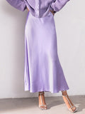 Women's Satin Fashion Designer A-Line Elegant Skirts (Long)-Women's Fashion Designer Skirts-Women's fashion designer clothes-Purple-M-International Women&#39;s Clothing - Women&#39;s Fashion Designer Plus Size Clothes