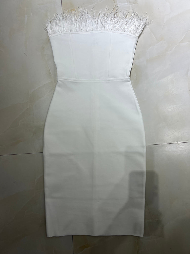 Women's Strapless Bandage Bodycon Fashion Designer Dresses (Midi)