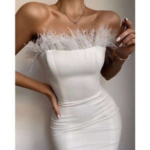 Women's Strapless Bandage Bodycon Fashion Designer Dresses (Midi)