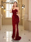Women's Strapless Fashion Designer Velvet Sequin Dresses (Long)