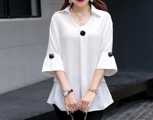 Women's Tops Chiffon Fashion Designer Summer T-Shirts (Plus Size) - White /  XL 61kg to 70kg