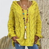 Women's Twist Knitted Fashion Designer Hooded Knitted Jerseys (Plus Size)-Women's Tops Fashion Designer Plus Size Jerseys-Women's fashion designer clothes-Yellow-S-International Women&#39;s Clothing - Women&#39;s Fashion Designer Plus Size Clothes