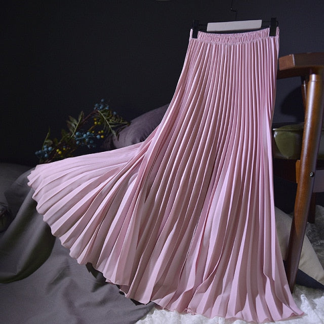 Women's Vintage L-M Fashion Designer High Waist Pleated Skirts (Midi)-Women's Fashion Designer Skirts-Lotus-Women&#x27;s fashion designer plus size clothes