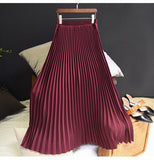 Women's Vintage L-M Fashion Designer High Waist Pleated Skirts (Midi)-Women's Fashion Designer Skirts-wine red-Women&#x27;s fashion designer plus size clothes