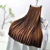 Women's Vintage L-M Fashion Designer High Waist Pleated Skirts (Midi)-Women's Fashion Designer Skirts-Coffee-Women&#x27;s fashion designer plus size clothes