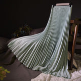 Women's Vintage L-M Fashion Designer High Waist Pleated Skirts (Midi)-Women's Fashion Designer Skirts-Light green-Women&#x27;s fashion designer plus size clothes